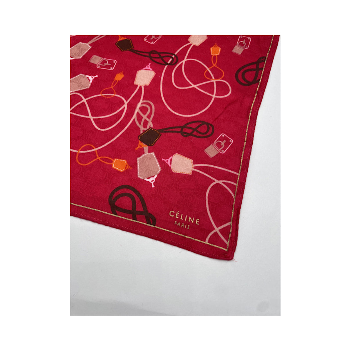 Celine Red Silk Silk Handkerchief image 2