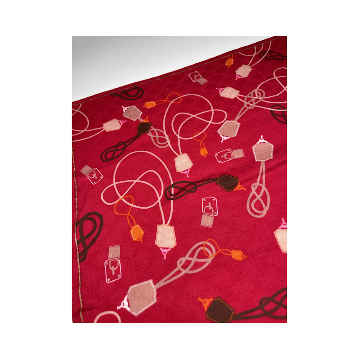 Celine Red Silk Silk Handkerchief image 4