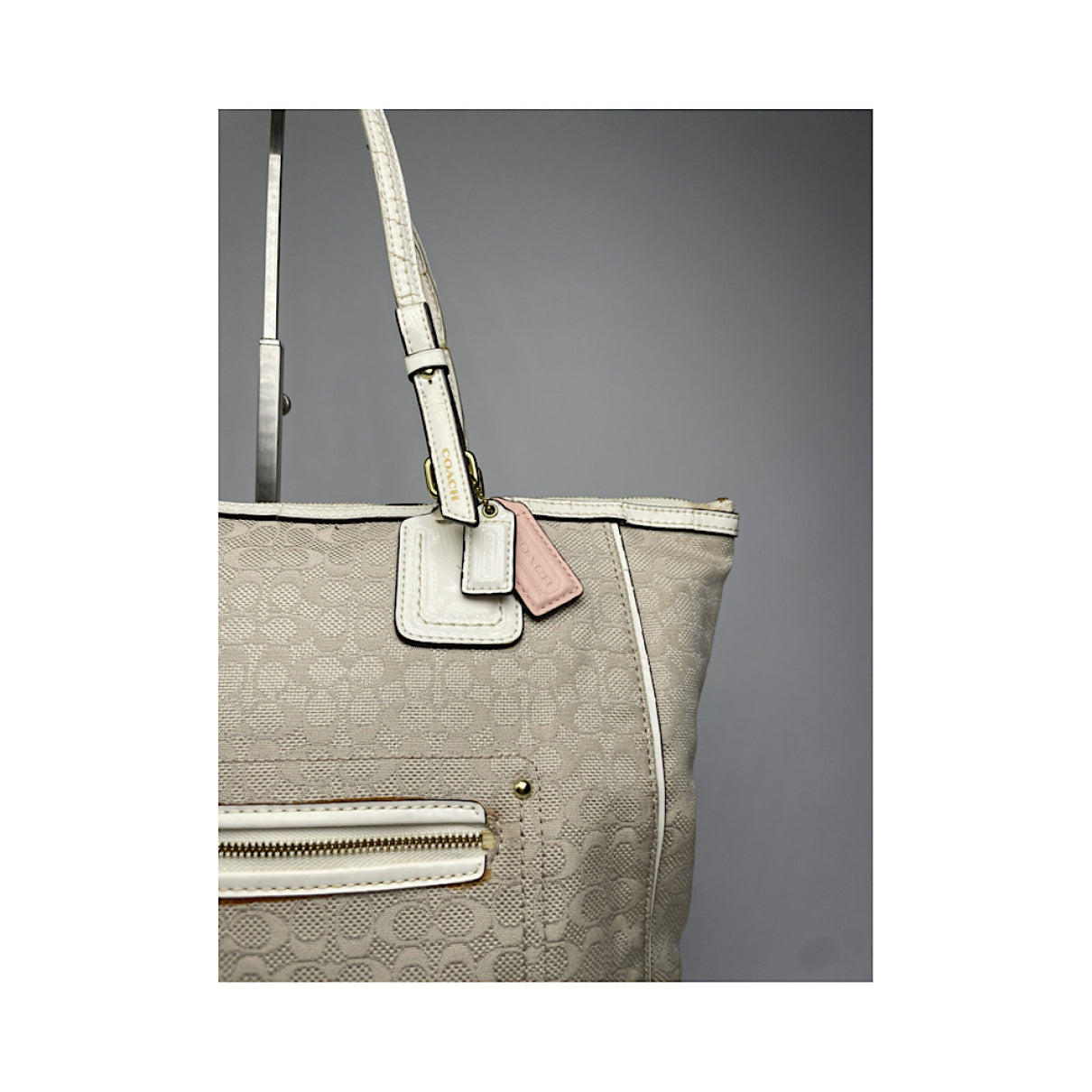 Coach Signature Sufflette White Cotton Handbag image 4
