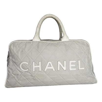 Chanel Mademoiselle Silver Cotton Handbag image 1