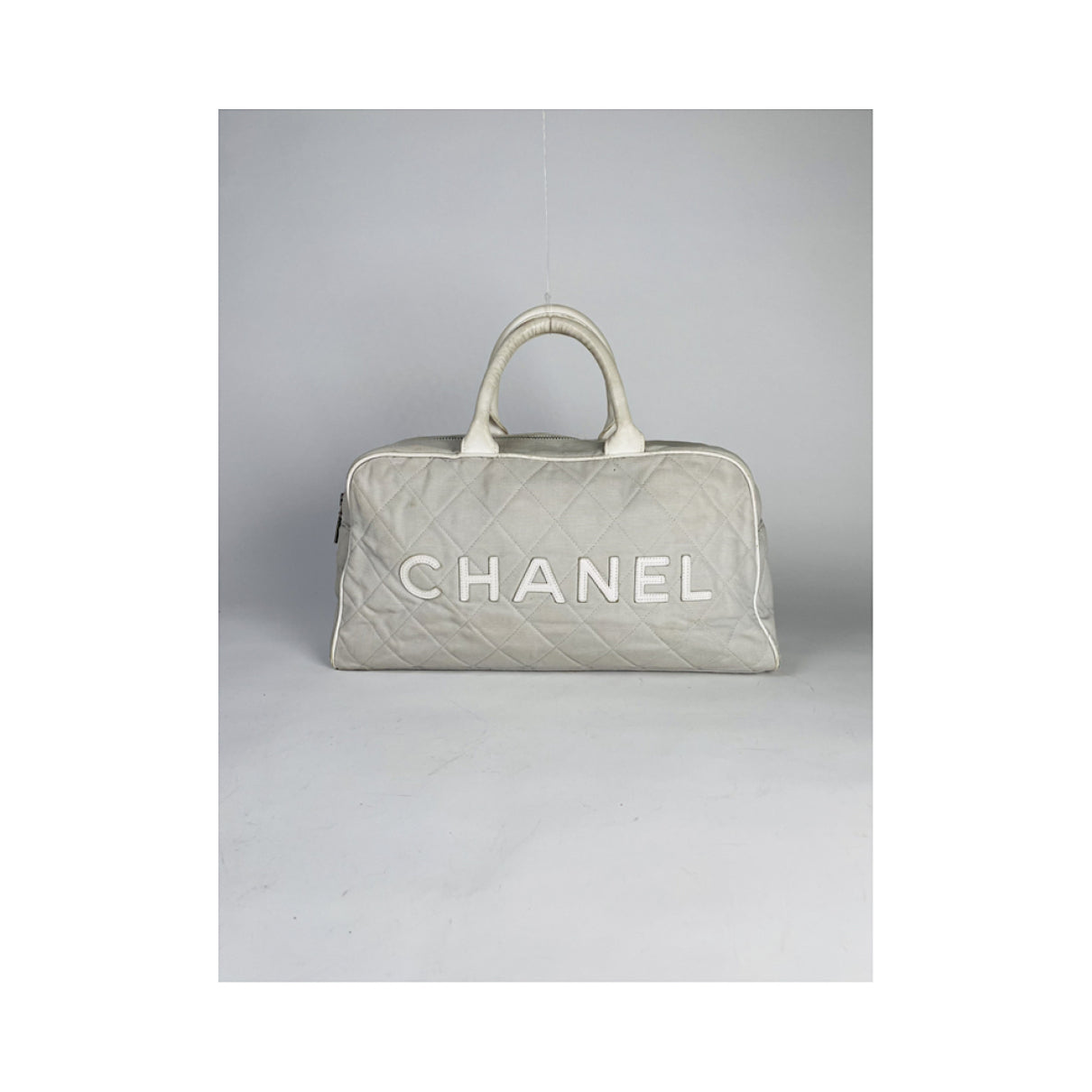 Chanel Mademoiselle Silver Cotton Handbag image 2