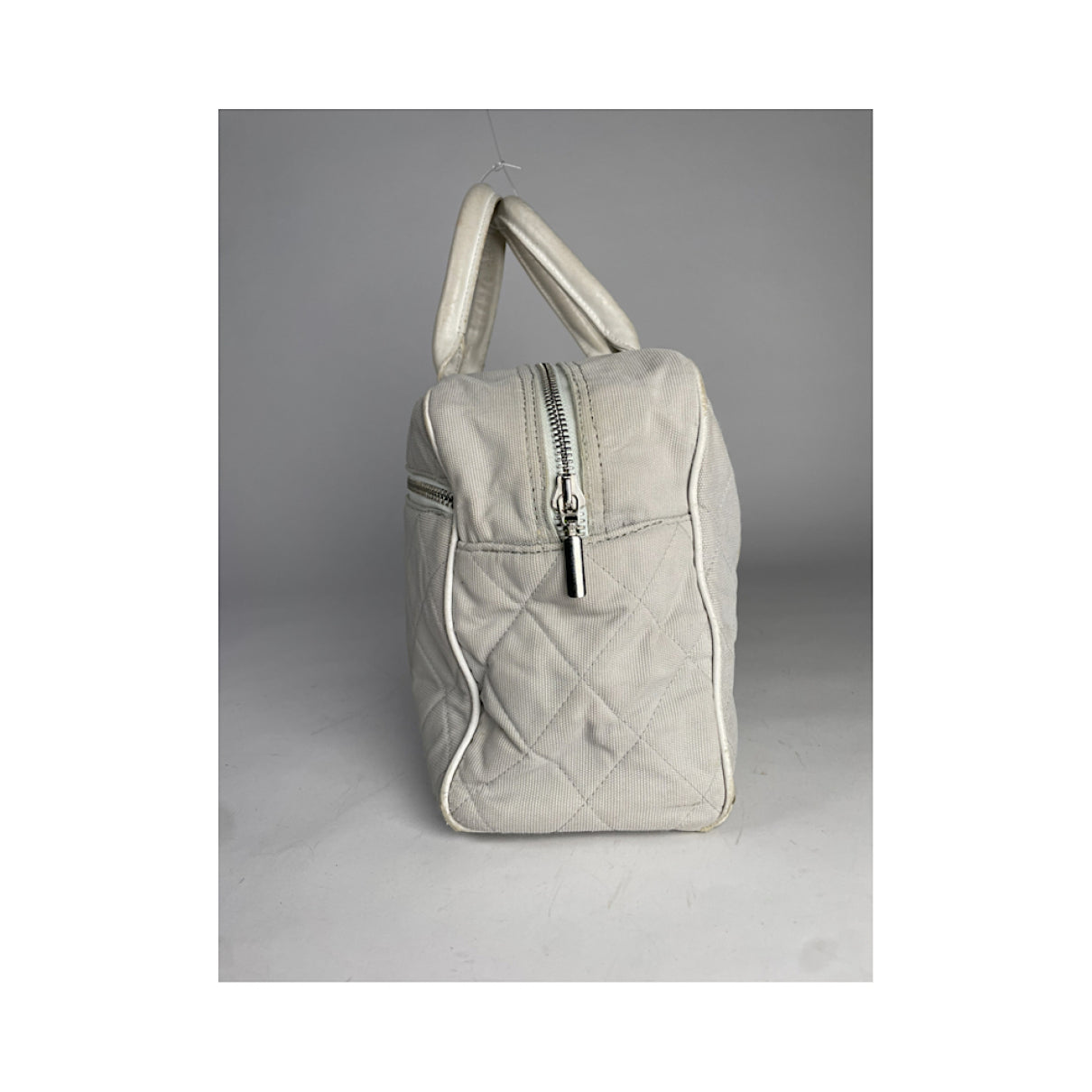 Chanel Mademoiselle Silver Cotton Handbag image 5