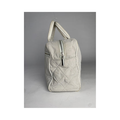 Chanel Mademoiselle Silver Cotton Handbag image 5