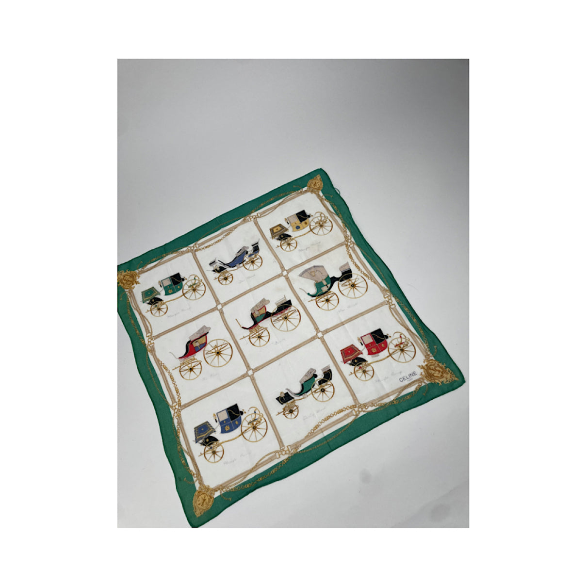 Celine Green Silk Silk Handkerchief image 4