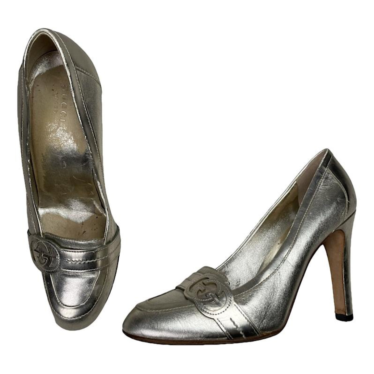 Gucci Marmont Silver Leather Heel image 1