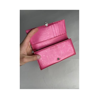 Dior Lady Dior Pink Patent Leather Wallet image 4