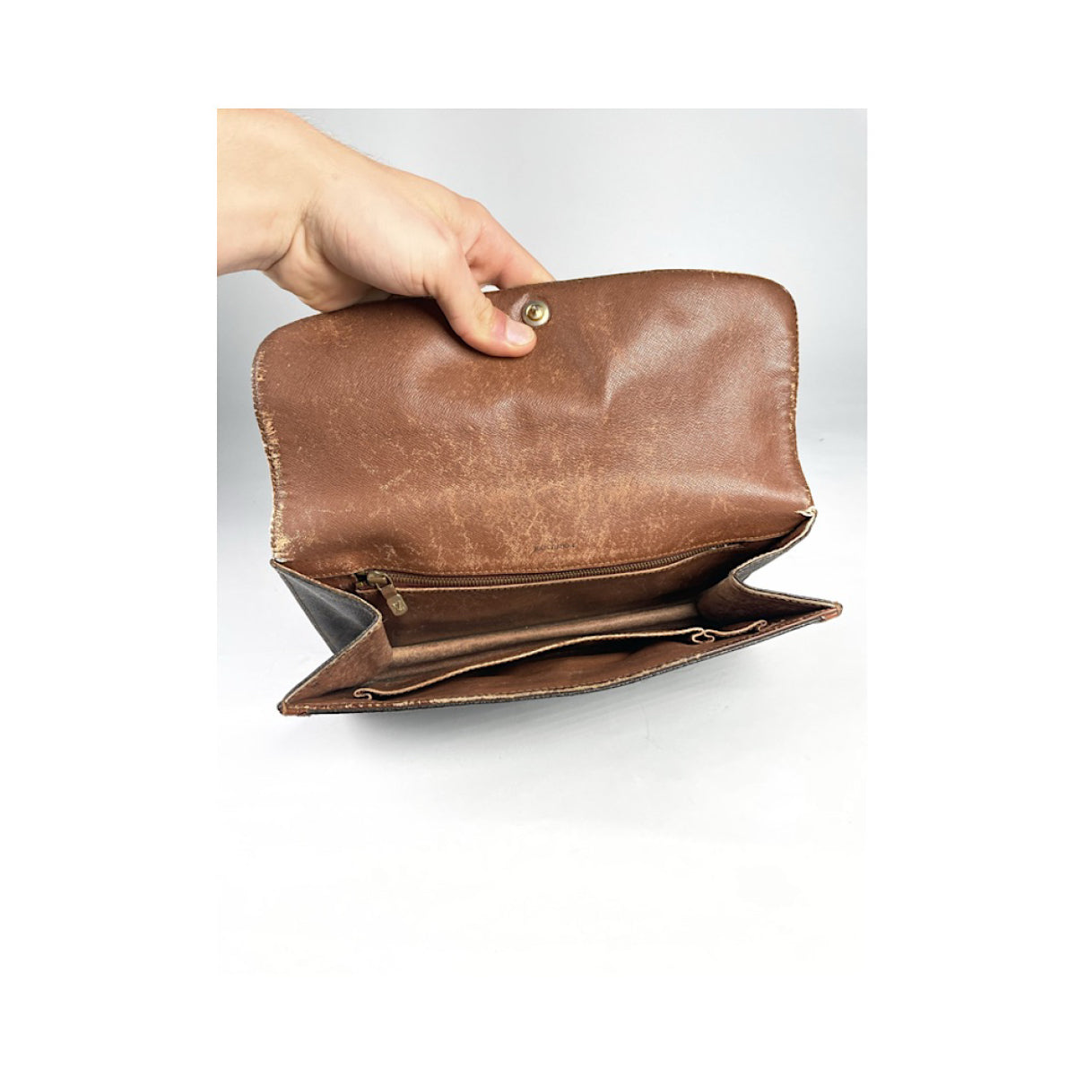 Louis Vuitton Neverfull Brown Leather Clutch Bag image 3