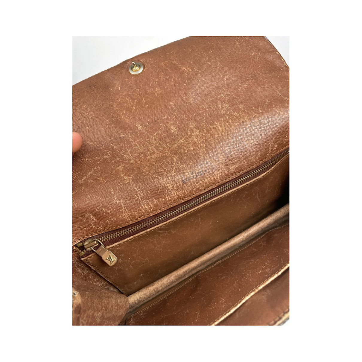 Louis Vuitton Neverfull Brown Leather Clutch Bag image 4