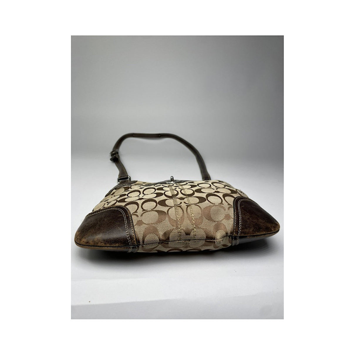 Coach Signature Sufflette Beige Leather Handbag image 5