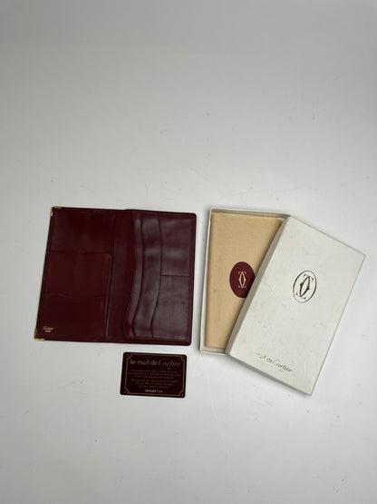 Vintage Cartier Leather ID Holder Burgundy