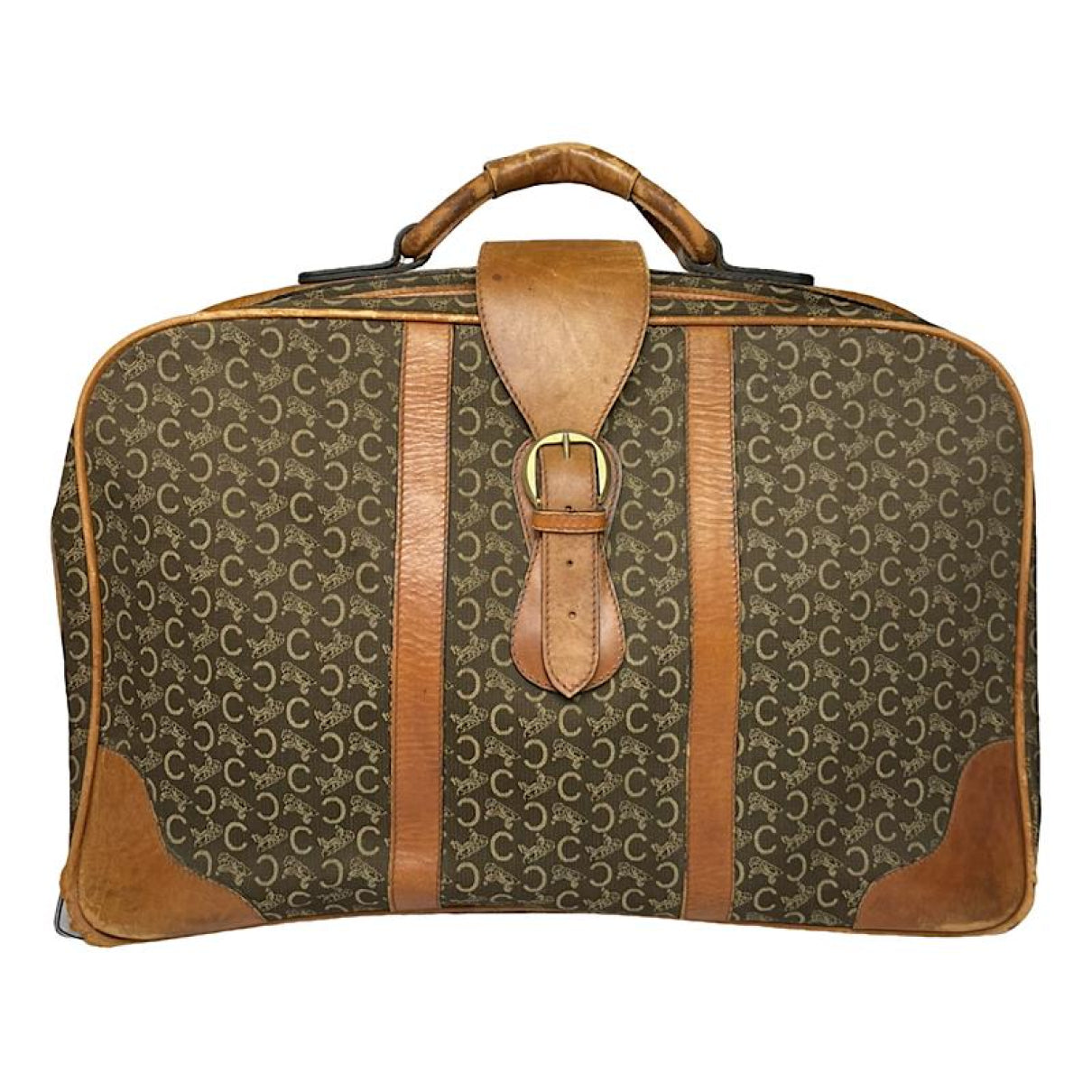 Celine Triomphe Vintage Brown Leather Travel Bag image 1