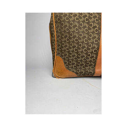 Celine Triomphe Vintage Brown Leather Travel Bag image 2