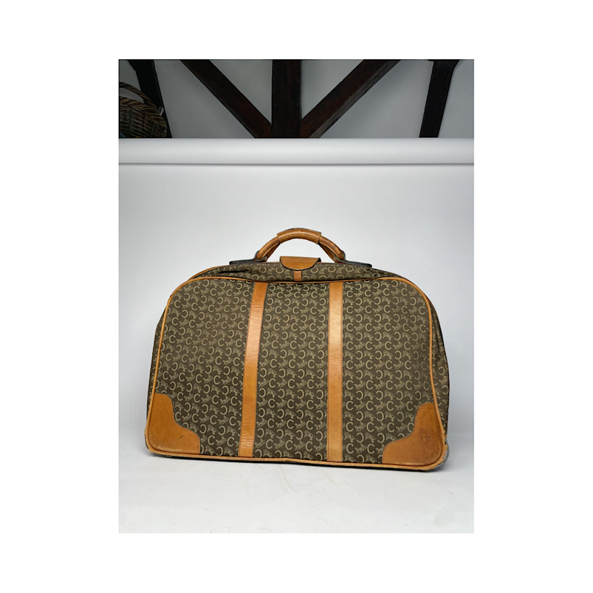 Celine Triomphe Vintage Brown Leather Travel Bag image 5