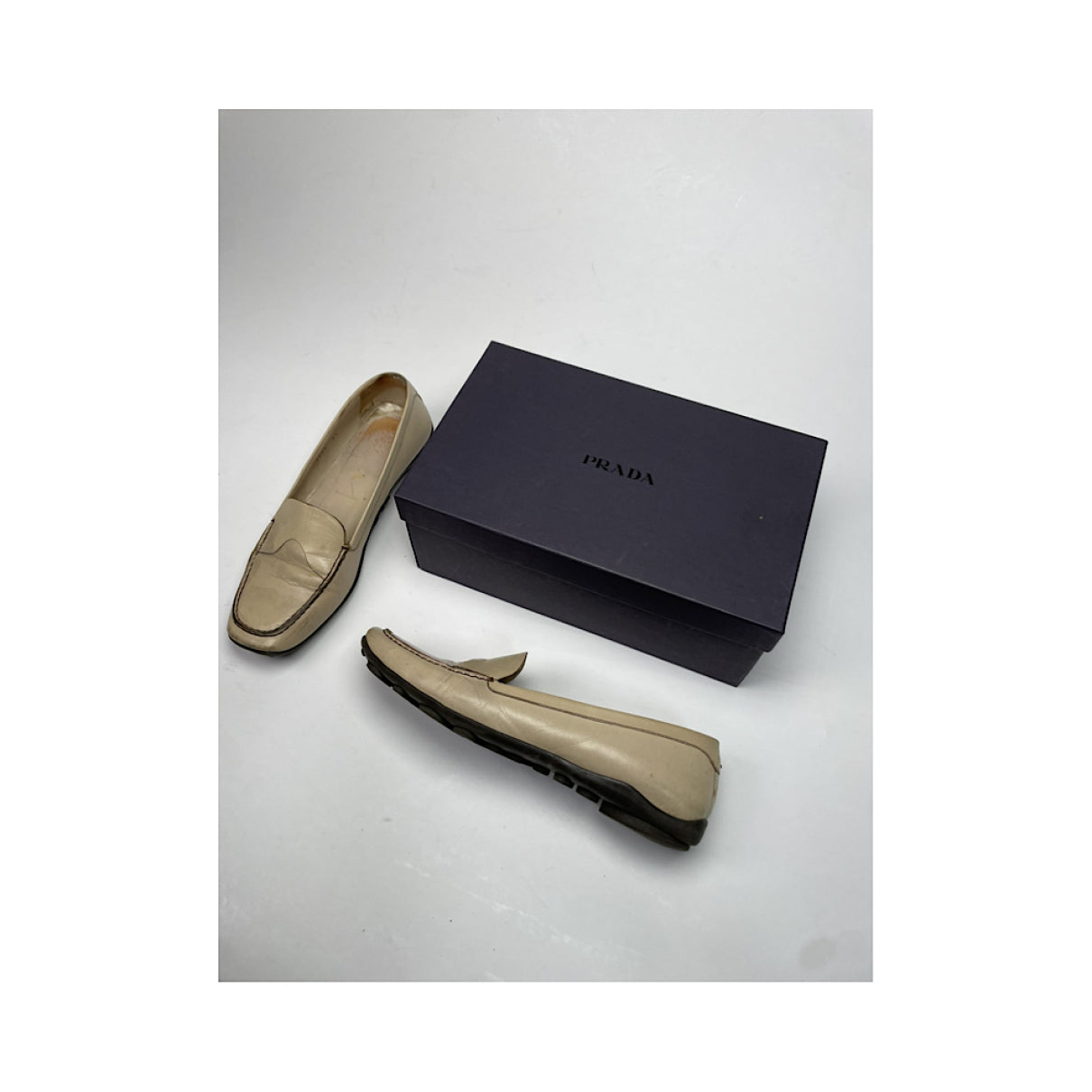 Prada Monolith Beige Leather Flat image 3