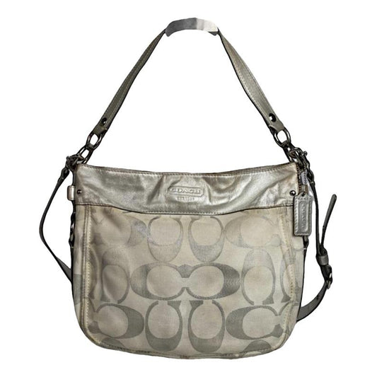 Coach Signature Sufflette Silver Leather Handbag image 1