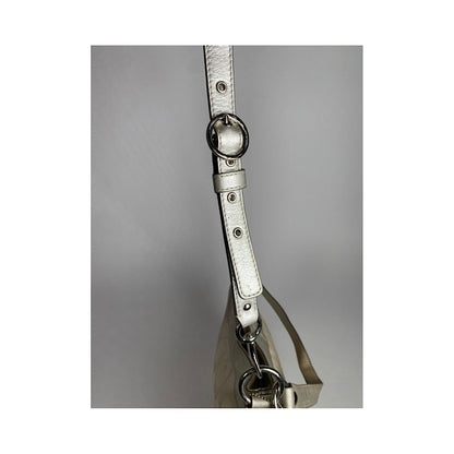 Coach Signature Sufflette Silver Leather Handbag image 3