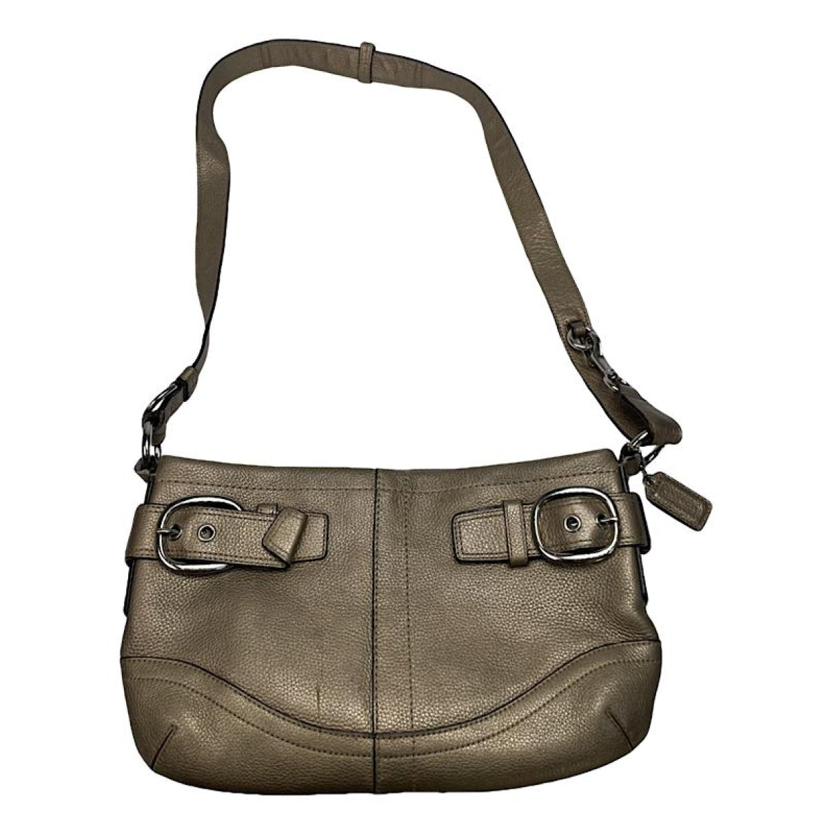 Coach Signature Sufflette Silver Leather Handbag image 1