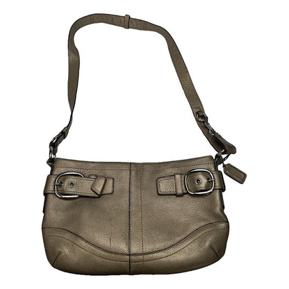 Coach Signature Sufflette Silver Leather Handbag image 1