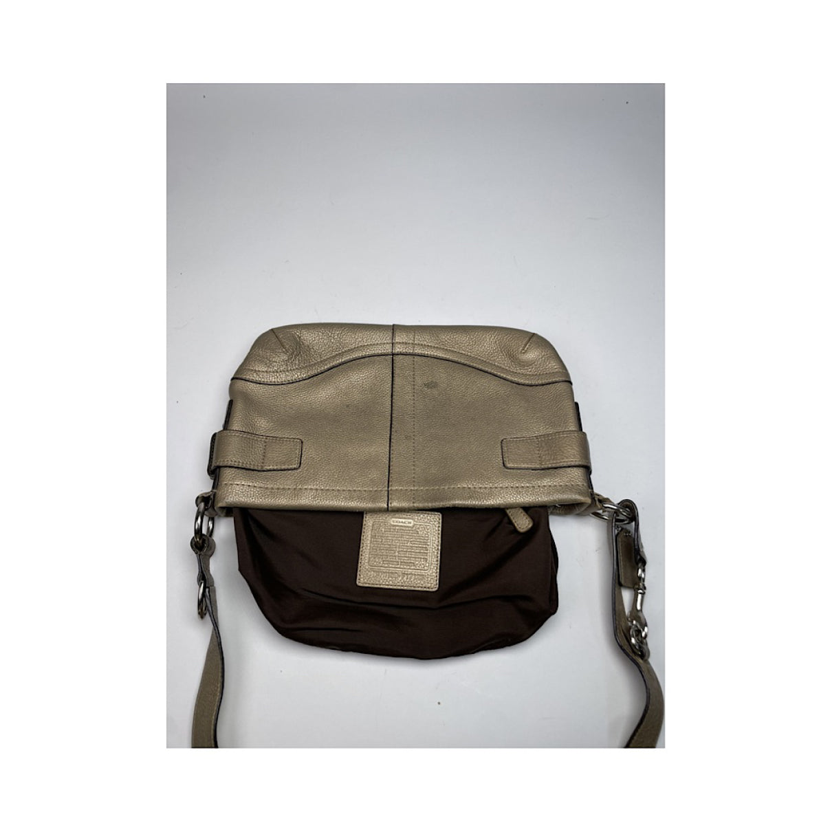 Coach Signature Sufflette Silver Leather Handbag image 3