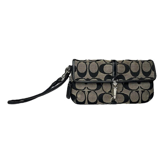 Coach Signature Sufflette Black Cotton Clutch Bag image 1