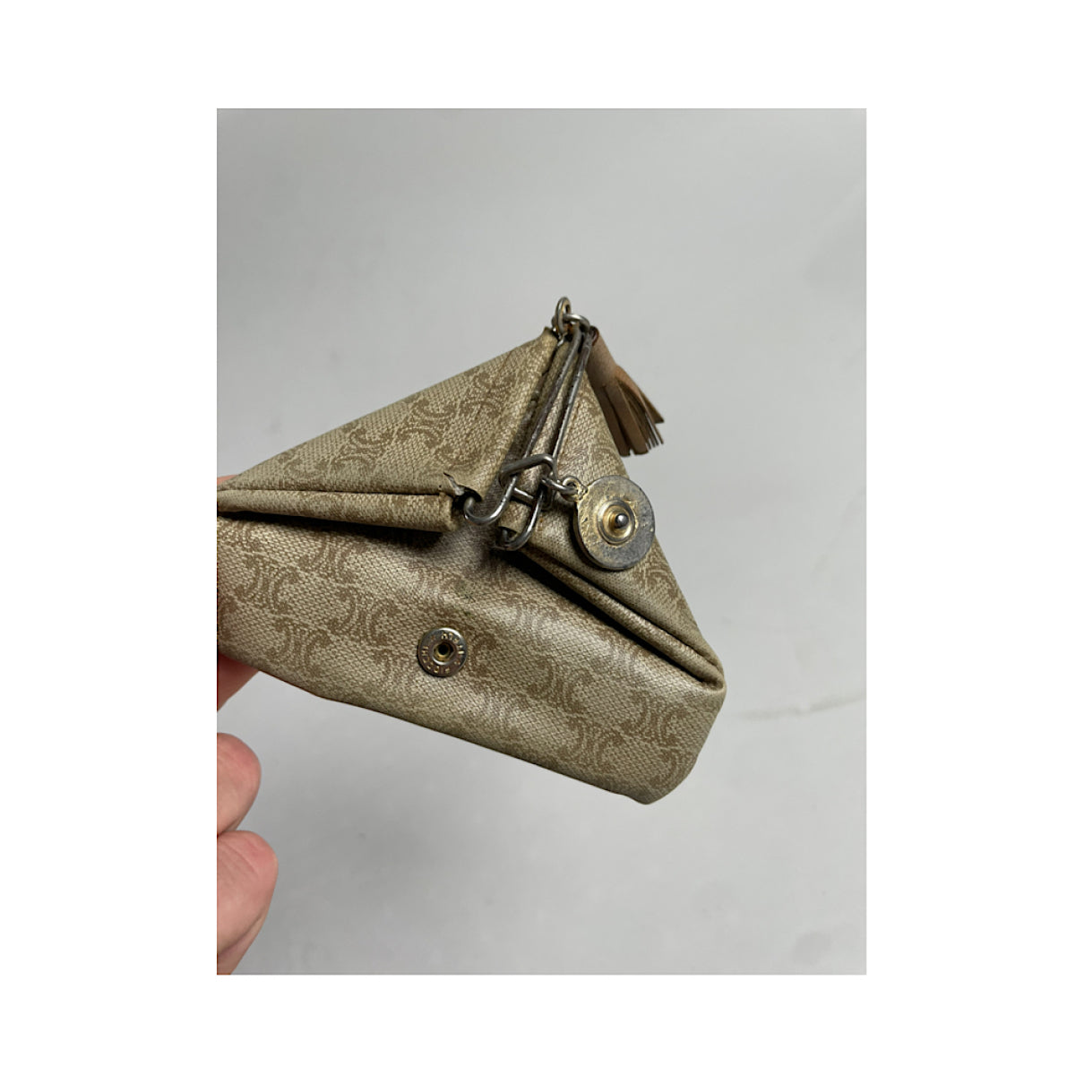 Celine Triomphe Beige Leather Wallet image 5