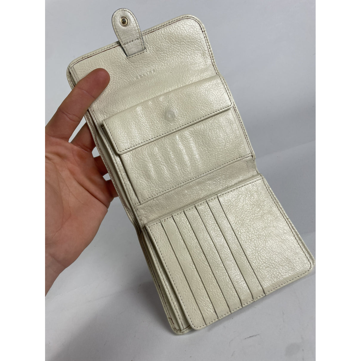 Celine Triomphe White Leather Wallet image 3