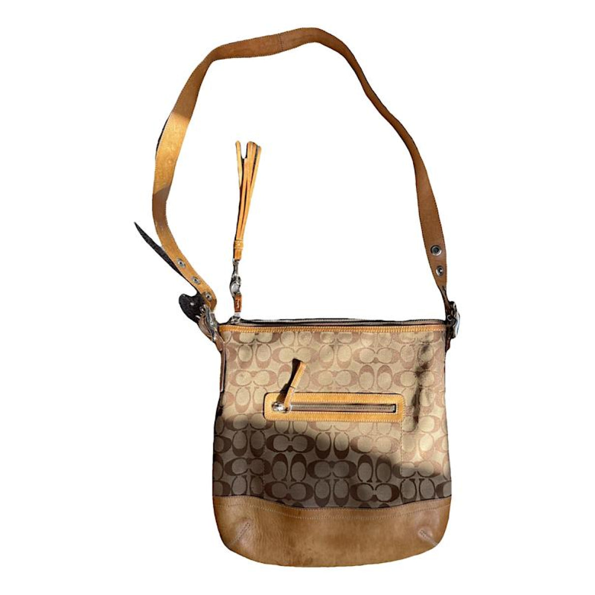 Coach Signature Sufflette Beige Cotton Handbag image 1