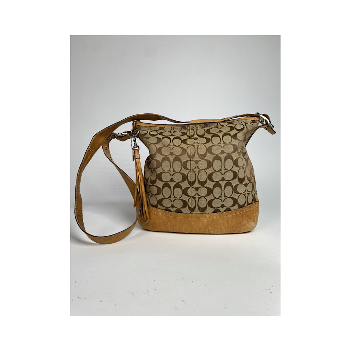 Coach Signature Sufflette Beige Cotton Handbag image 4
