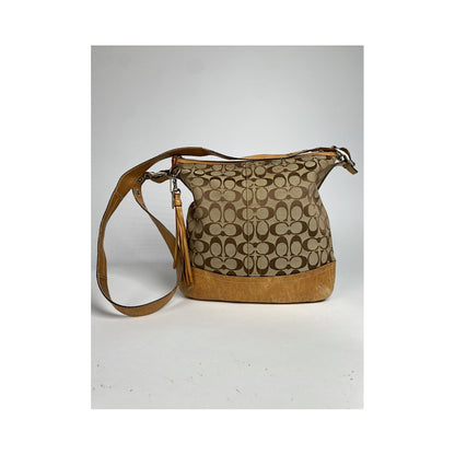 Coach Signature Sufflette Beige Cotton Handbag image 4