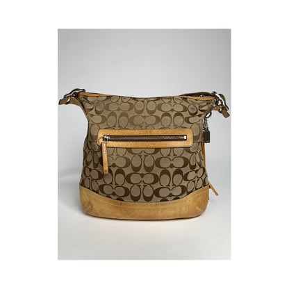 Coach Signature Sufflette Beige Cotton Handbag image 5