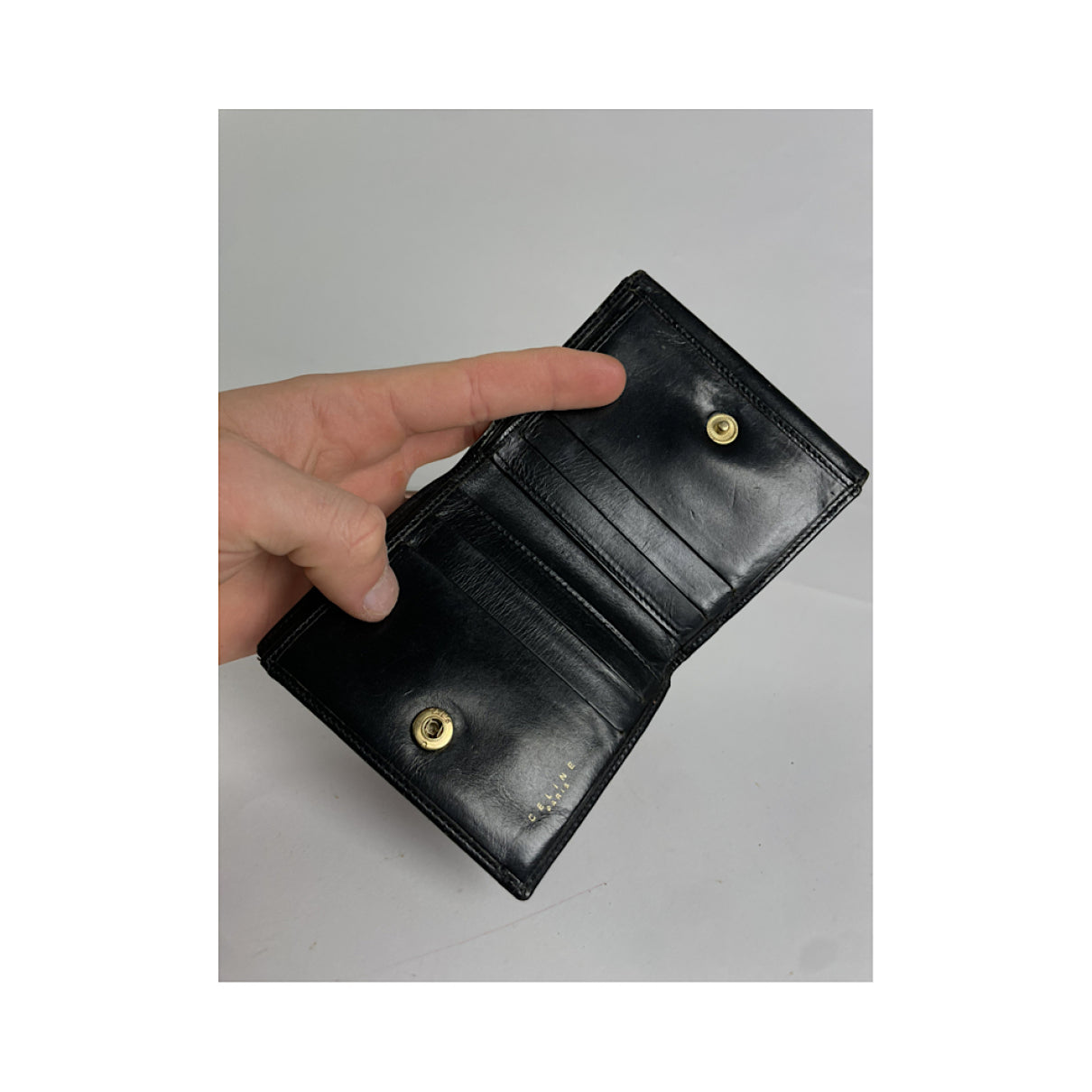 Celine Triomphe Black Leather Wallet image 4