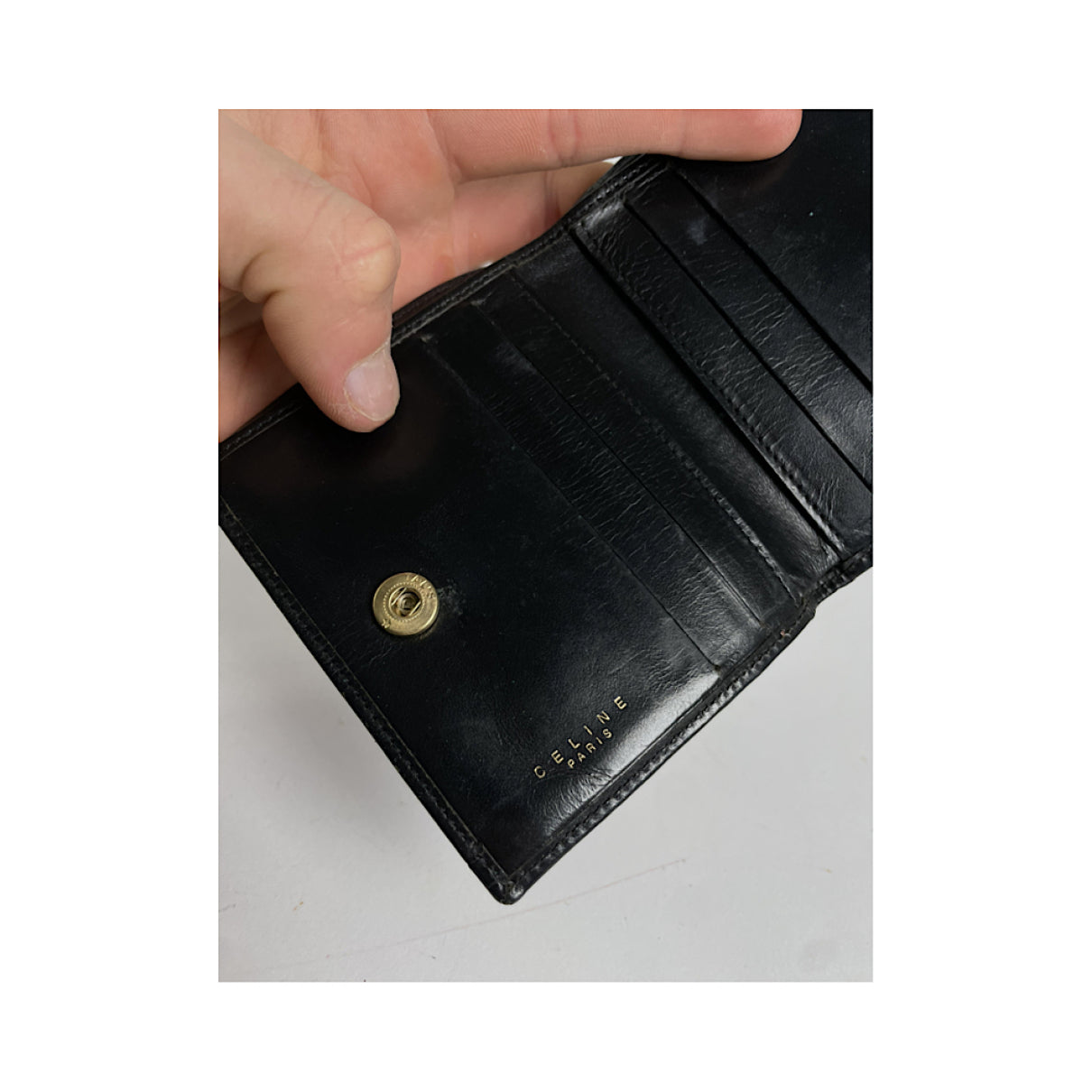 Celine Triomphe Black Leather Wallet image 5