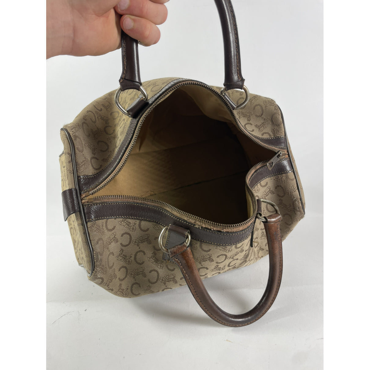 Celine Triomphe Vintage Brown Leather Travel Bag image 2