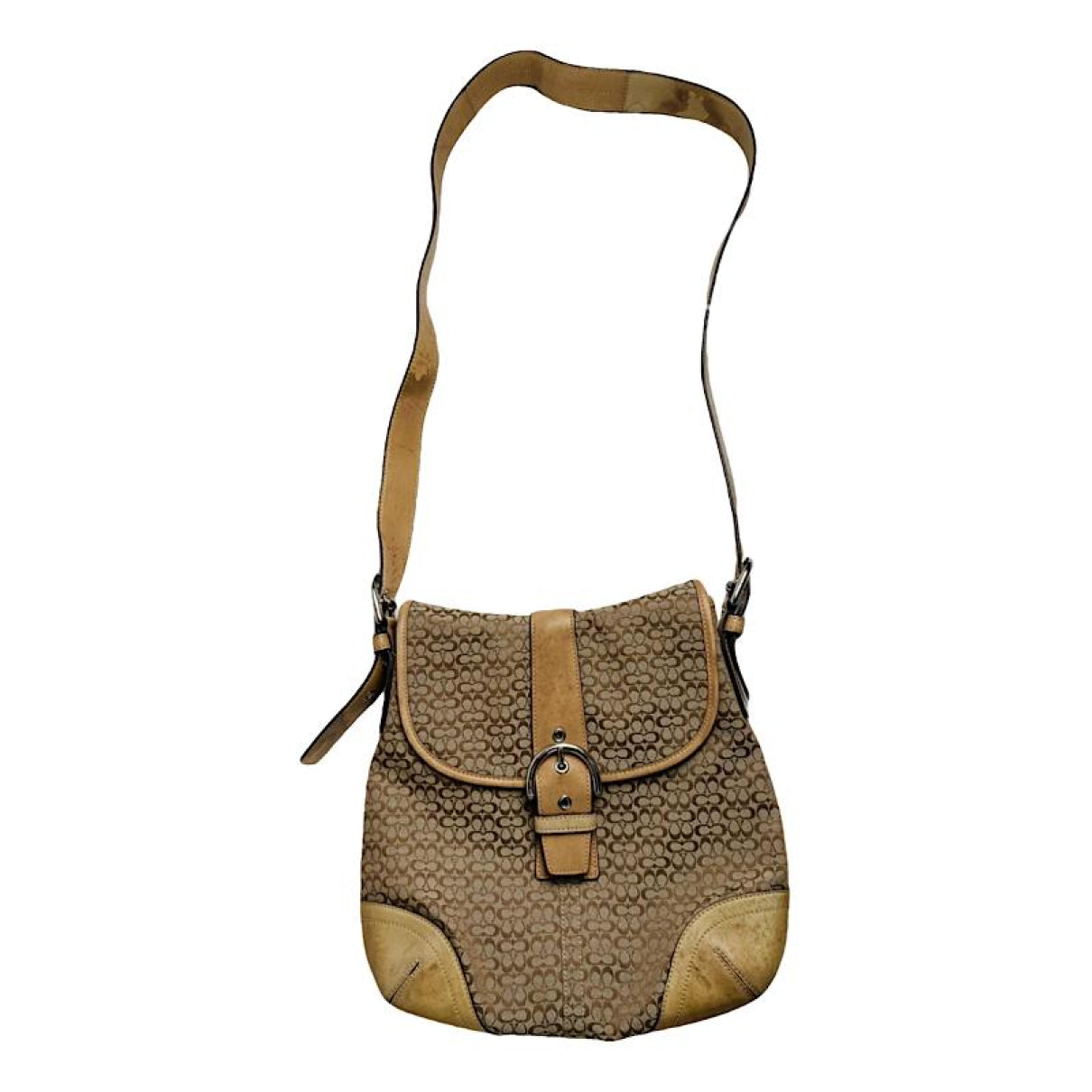 Coach Signature Sufflette Beige Cotton Handbag image 1