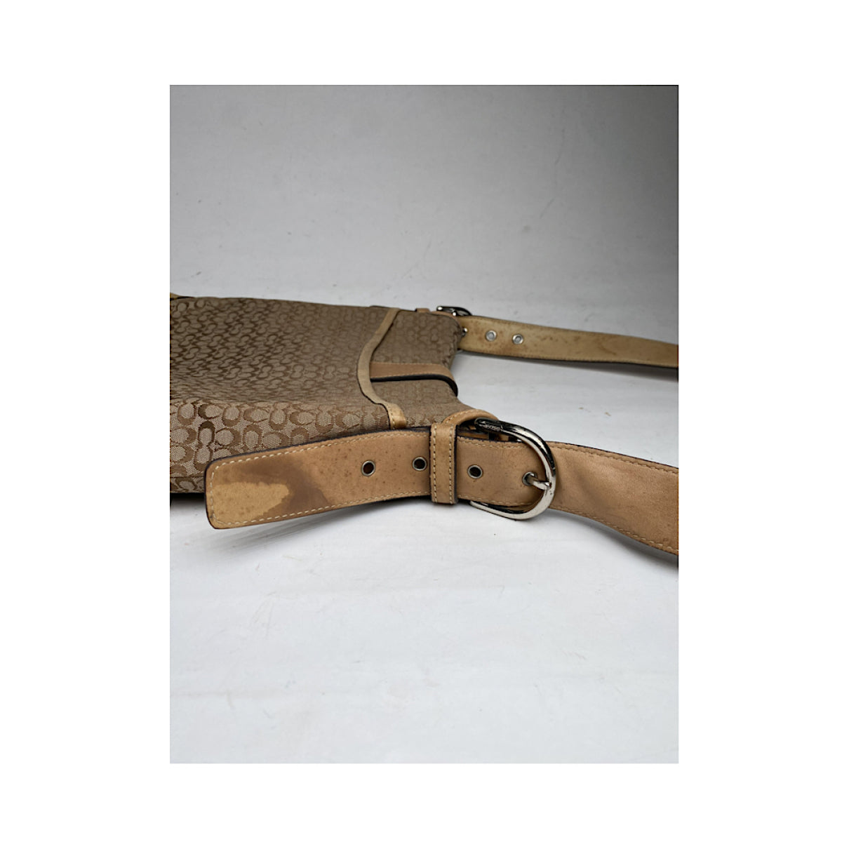 Coach Signature Sufflette Beige Cotton Handbag image 4