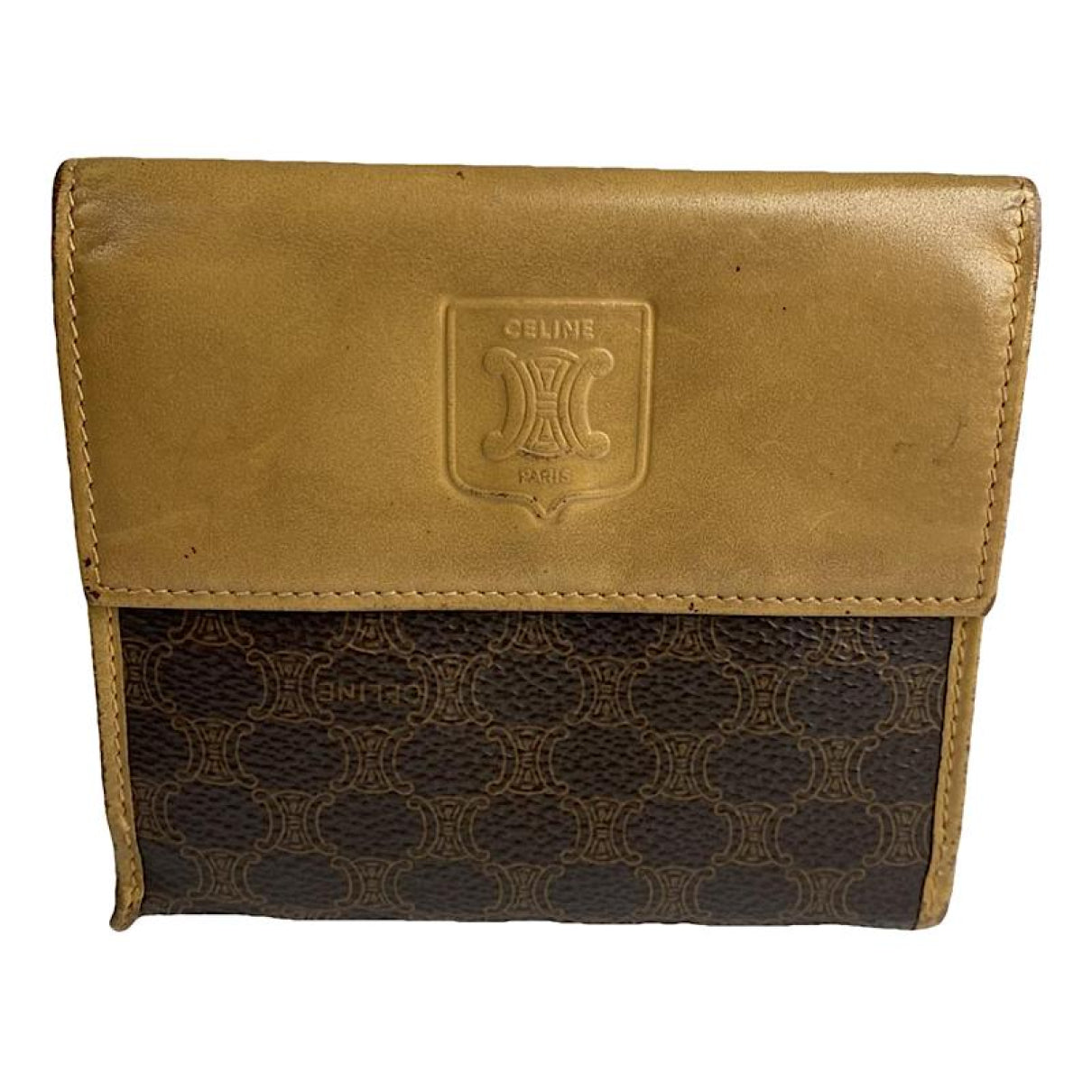 Celine Triomphe Brown Leather Wallet image 1
