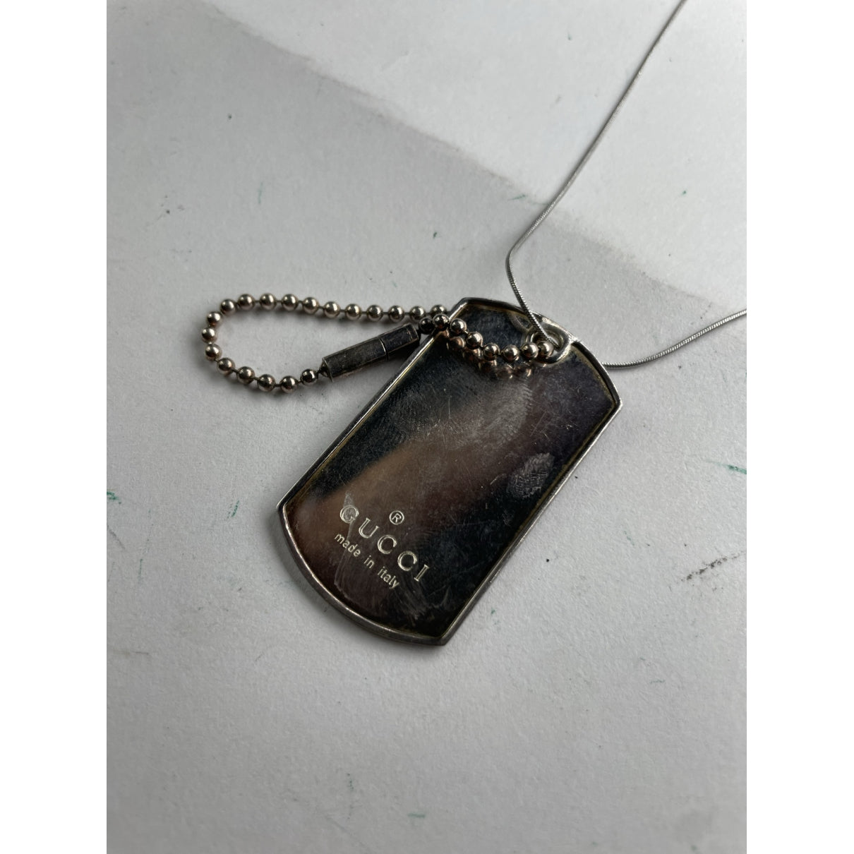 Gucci Dog Tag Silver Silver Necklace image 2