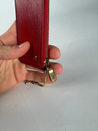 Vintage Louis Vuitton Le Dauphine EPI Leather Card Holder / Purse Red