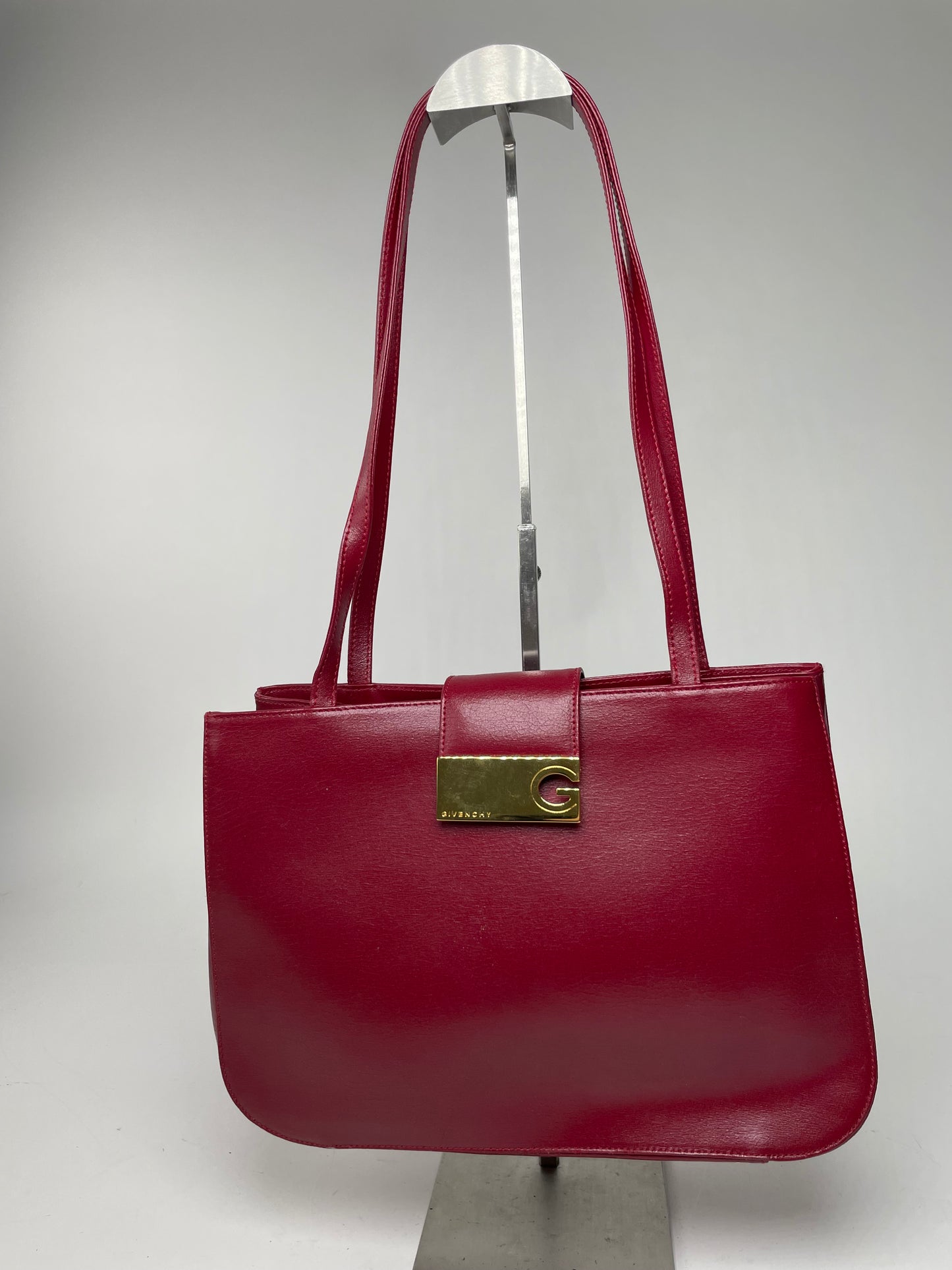 Vintage Givenchy Whip Leather Shopper Bag Red