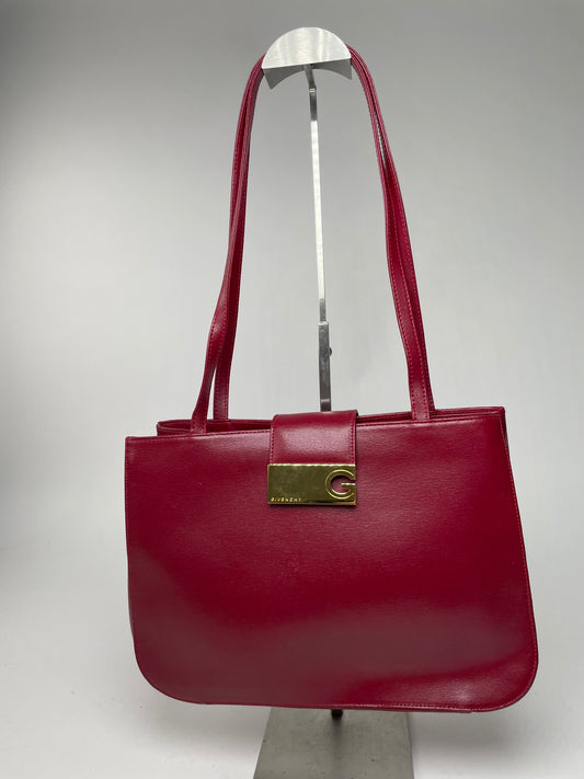 Vintage Givenchy Whip Leather Shopper Bag Red
