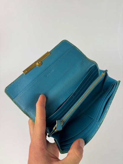 Vintage Miu Miu Leather Wallet Turquoise
