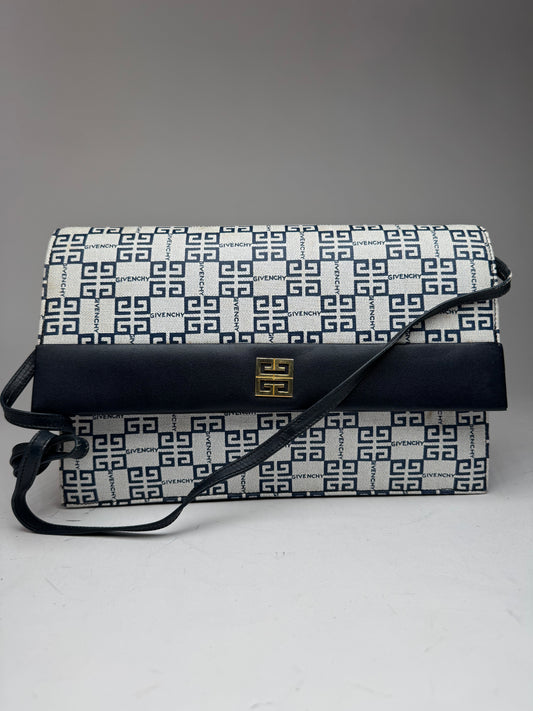 Vintage Givenchy 4G Monogramm Leather Bag White Navy Black