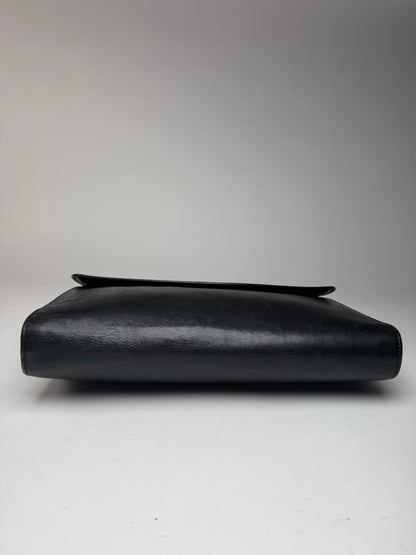 Vintage Celine Paris Triomphe Leather Clutch Black