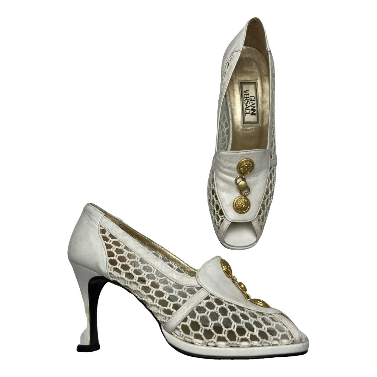 Gianni Versace White Patent Leather Heel image 1