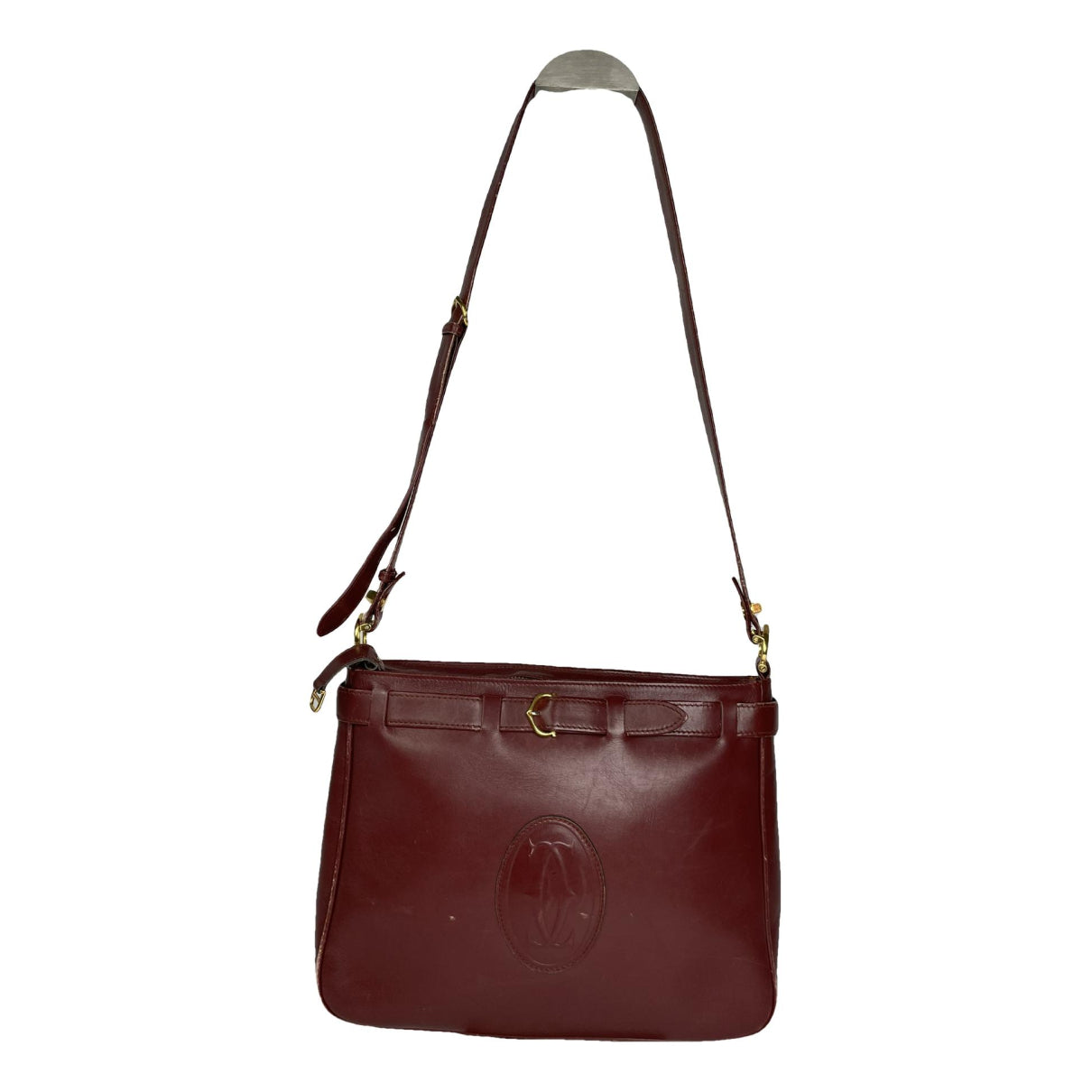 Cartier Seau Burgundy Patent Leather Handbag image 1