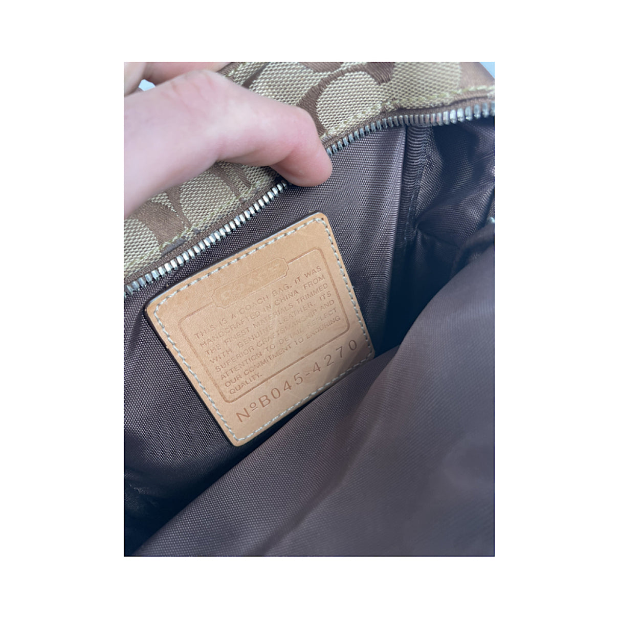 Coach Signature Sufflette Beige Cotton Handbag image 4