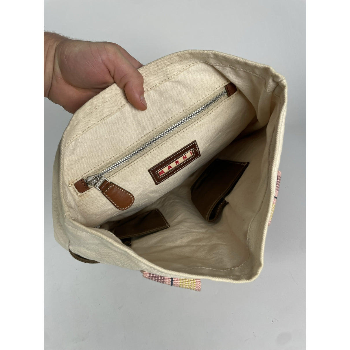 Marni Moon Beige Cotton Handbag image 2