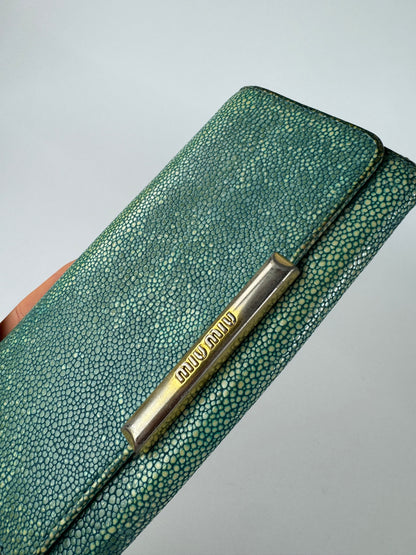 Vintage Miu Miu Leather Wallet Turquoise