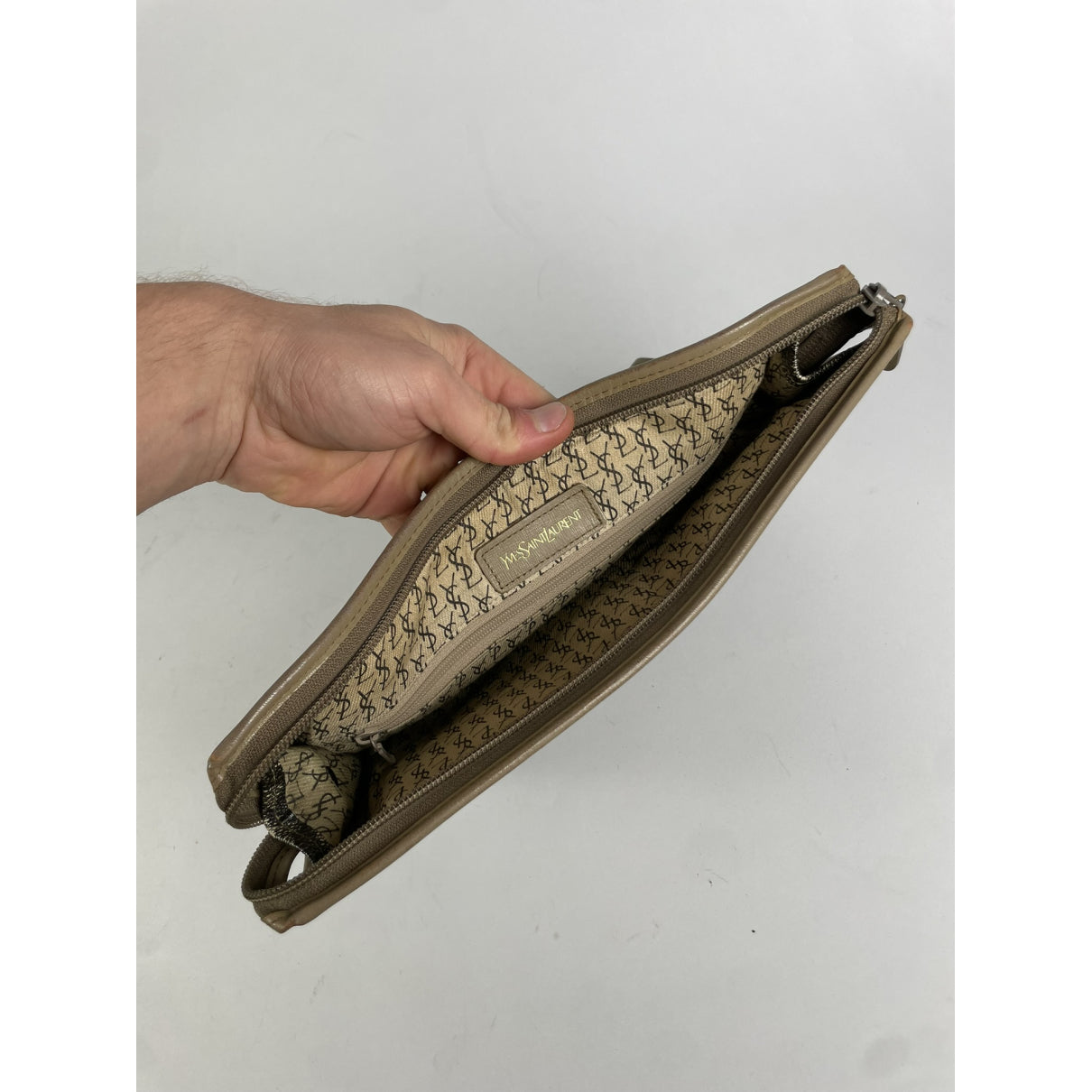 Yves Saint Laurent Brown Leather Clutch Bag image 3