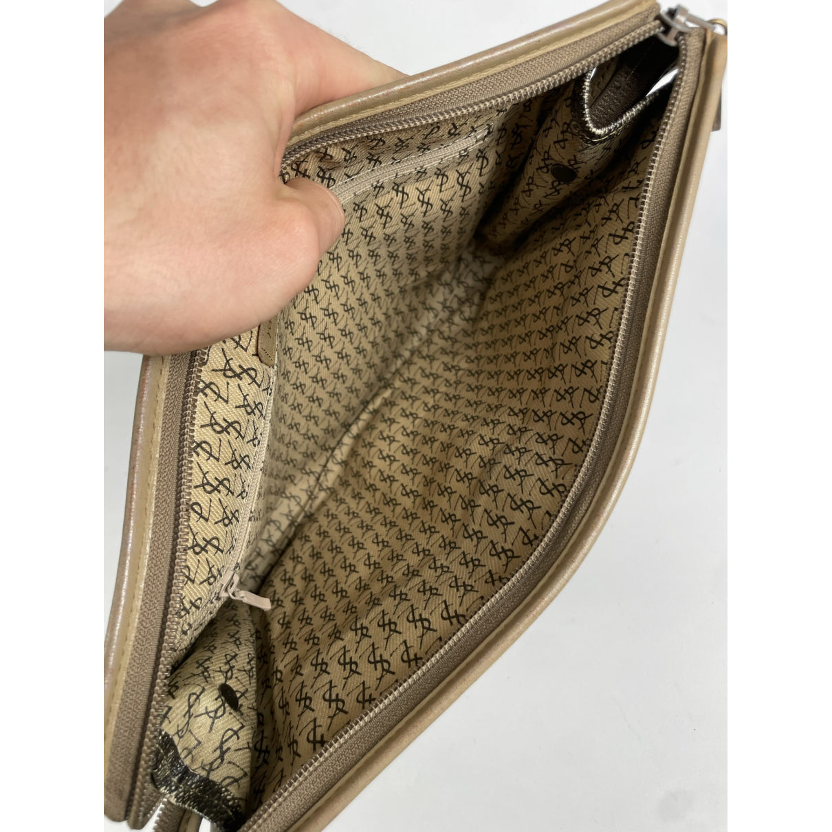 Yves Saint Laurent Brown Leather Clutch Bag image 4